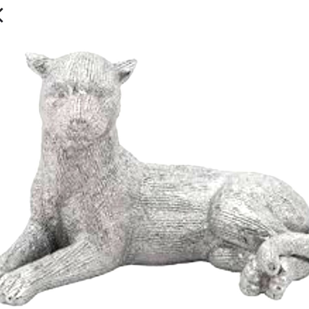 Sagebrook Home 6" Silver Laying Leopord